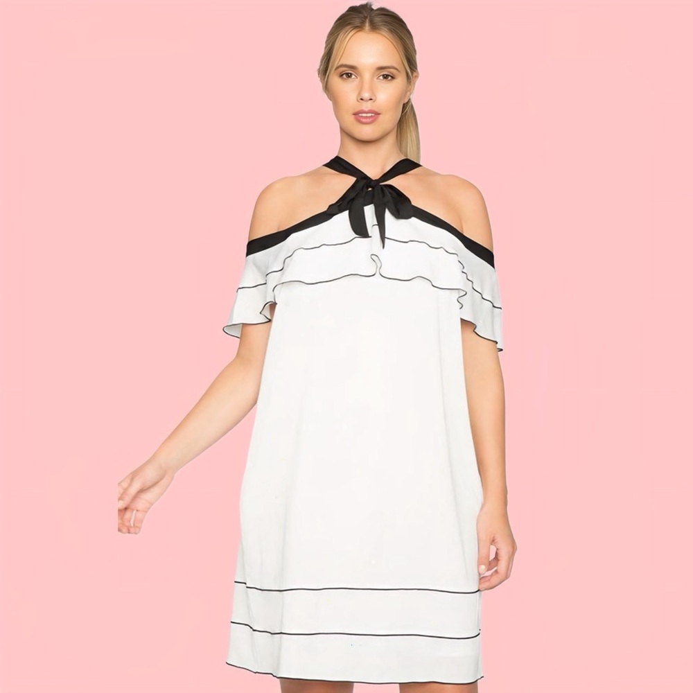 Eloquii Dress White with black trim.